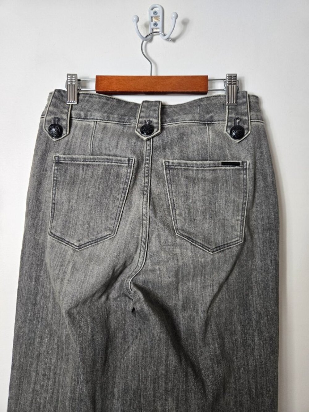 WHBM Size 2 Mariner Wide-Leg High-Rise  Jean's Faded Gray Wash Denim - Picture 5 of 14